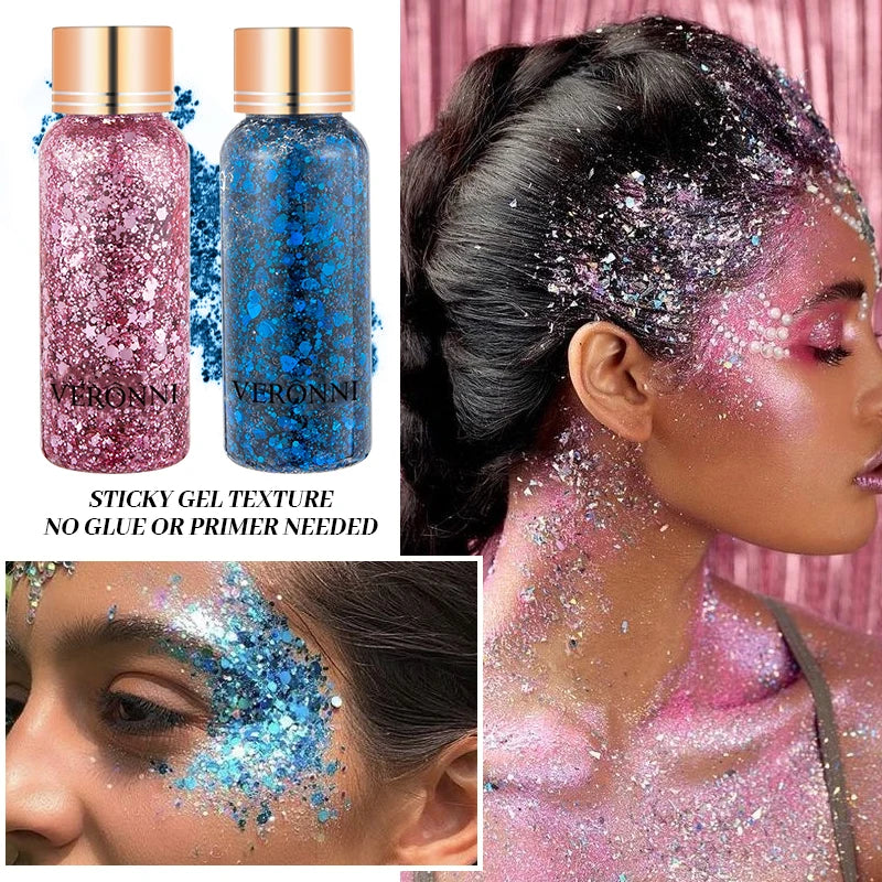 Sparkle Glitter Gel Sequins Face Body-glitter Makeup Lips& Hair Zpaxo