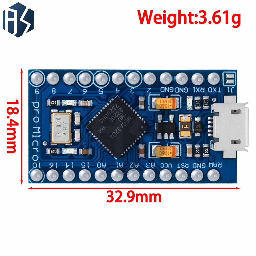 Pro Micro ATmega32U4 5V 16MHz Replace ATmega328 For Arduino TYPE-C With 2 Row Pin Header For Leonardo Mini Usb Interface Pro Zpaxo
