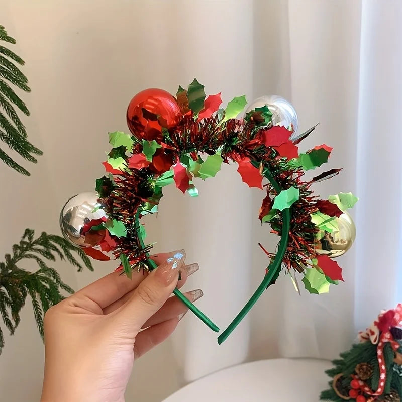 Christmas Headdress Sequin Bead Hair Headband Holiday Season Decor