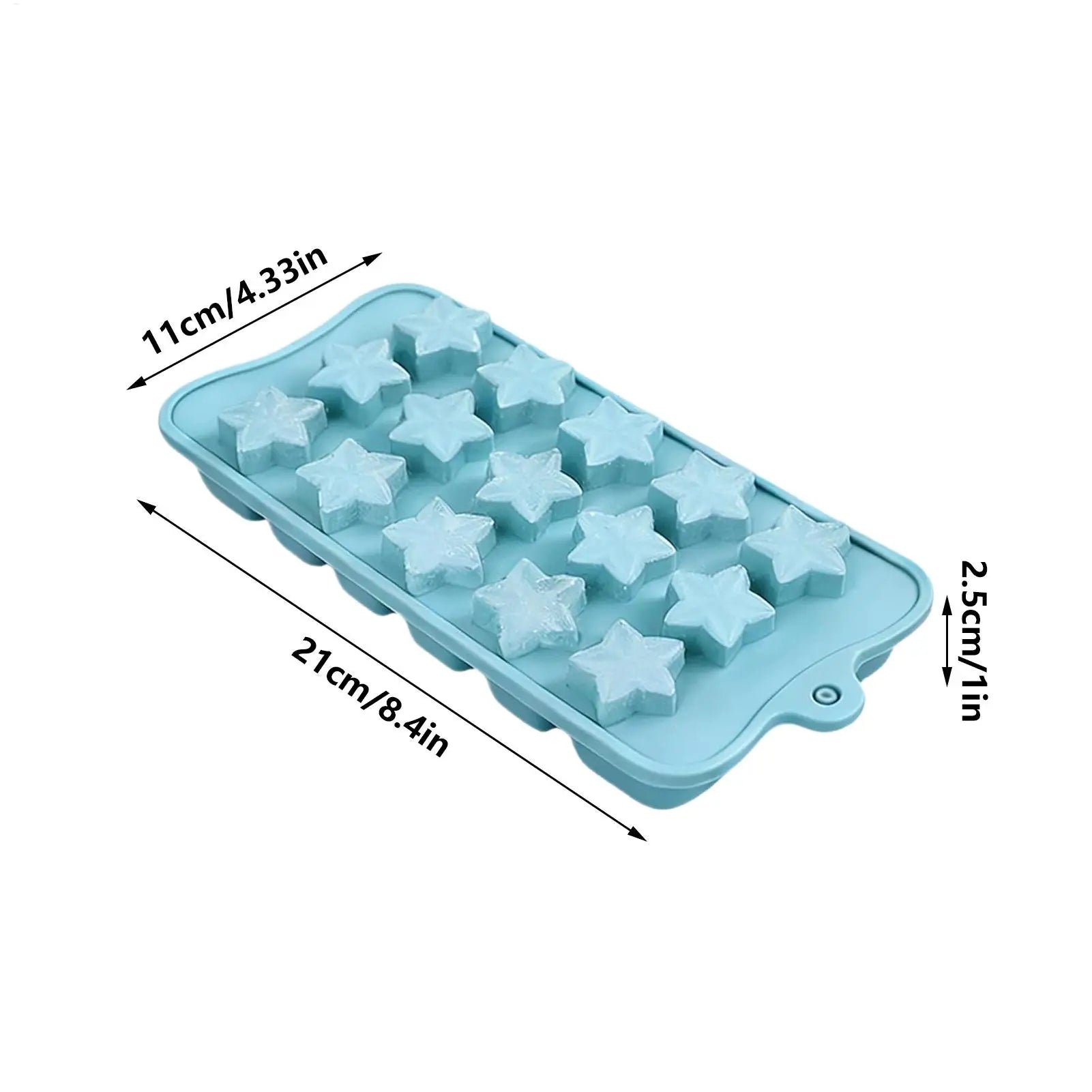 Star Silicone Mold 15 Cavity Blue Shape Easy Release Ice Cube Tray