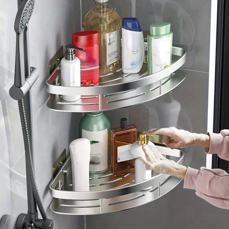 Shower Storage Drill-free Bathroom Shelf Wall Shelf Open Storage Design Easy To Take Suitable for Wet Bathroom Environment Zpaxo
