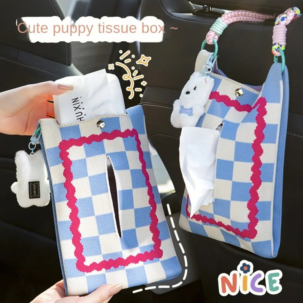Cute Dog Car Back Seat Tissue Box Space Saving Animal Tissue Case Holder Universal INS Car Hanging Napkin Holder Zpaxo
