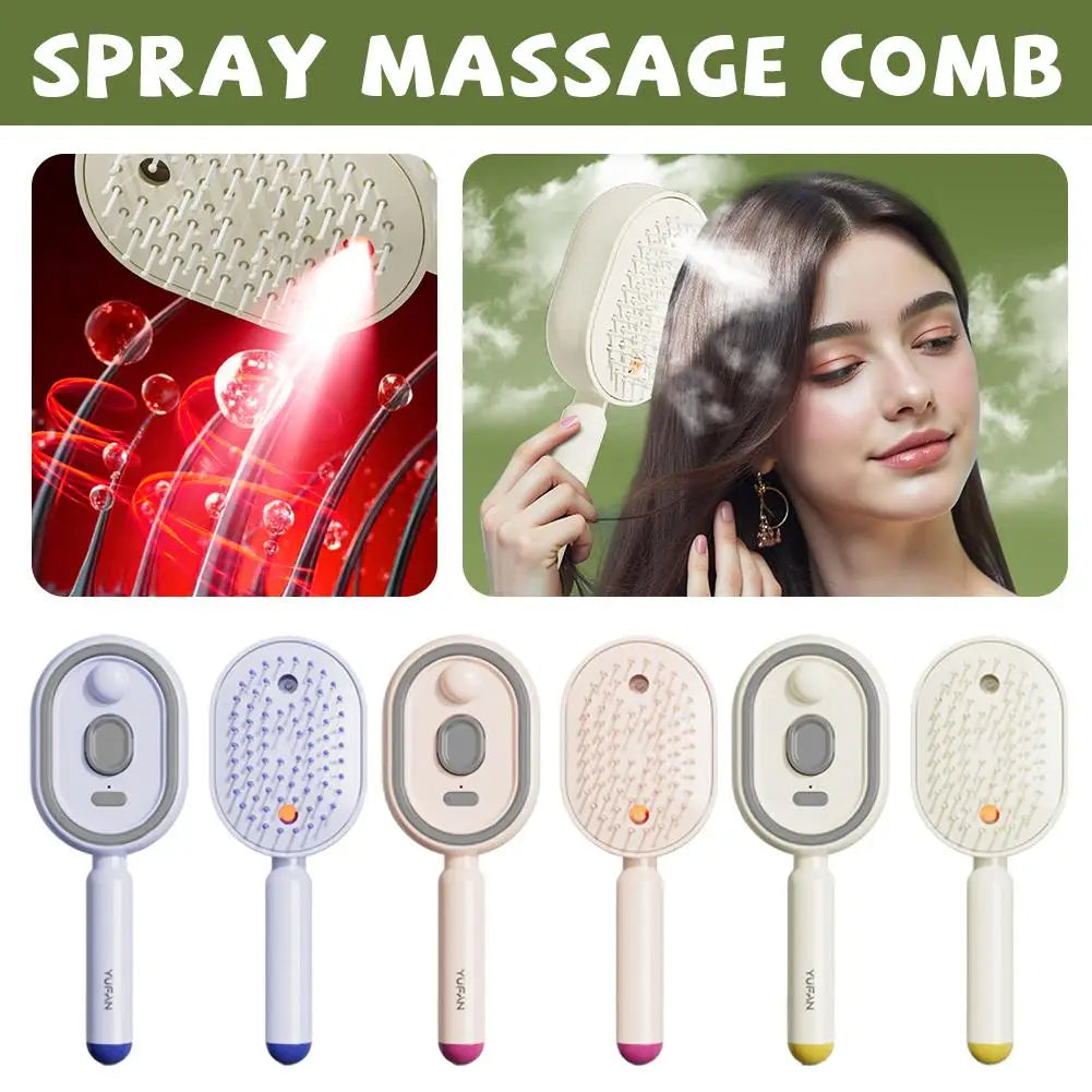 3 in 1 Self Essence Spray Massage Hair Comb Oil Brush Self-cleaning Hairbrush Scalp Therapy Anti Static Detangling Hair Care Zpaxo