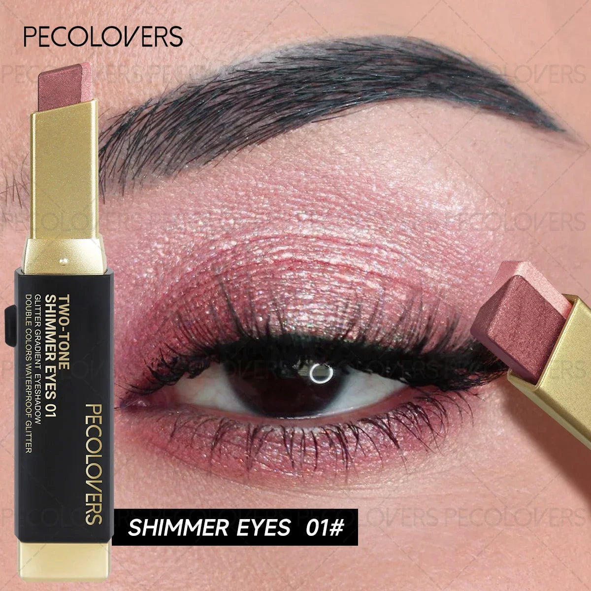 1PC Metallic Shimmer Duo Eyeshadow Stick - Pearlescent Matte, Multiple Color Options, Nude Makeup, Perfect for Christmas Makeup Zpaxo 01