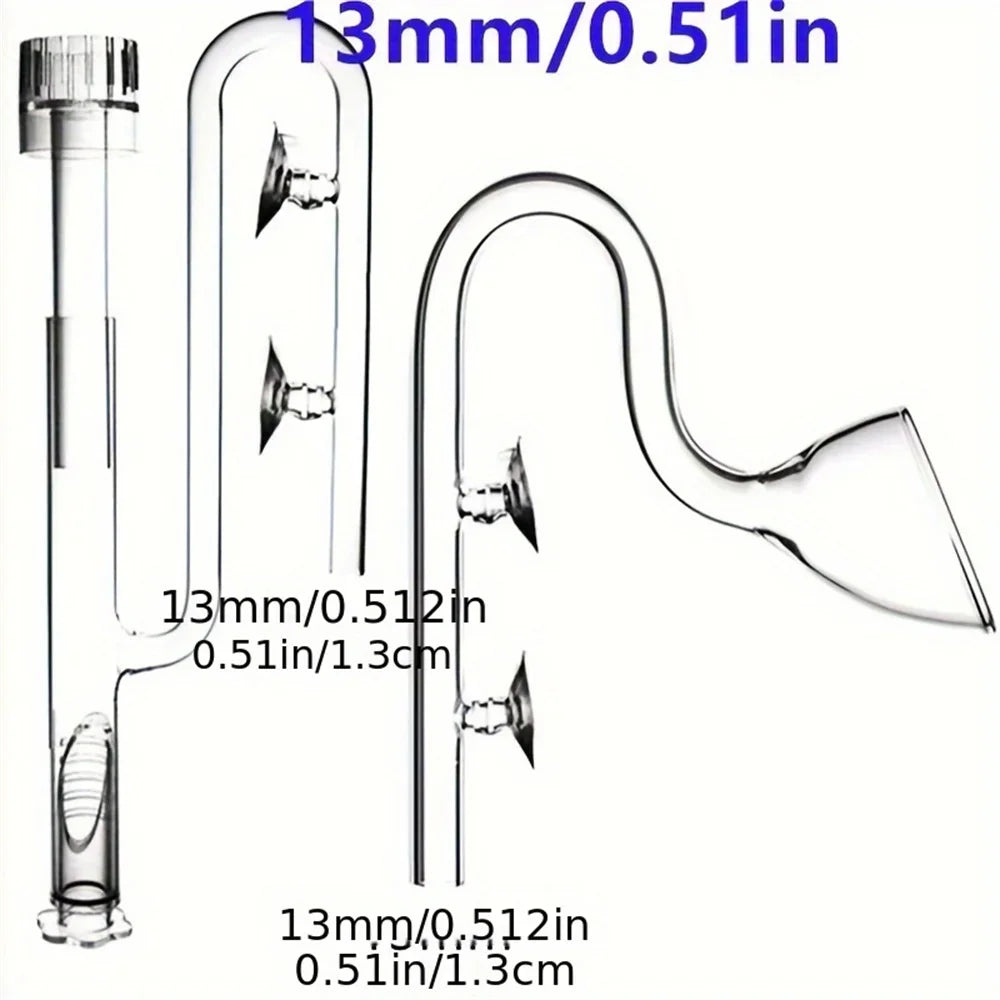 Clear Glass Lily Pipe Outflow Skimmer Inflow Suction Cup Aquarium