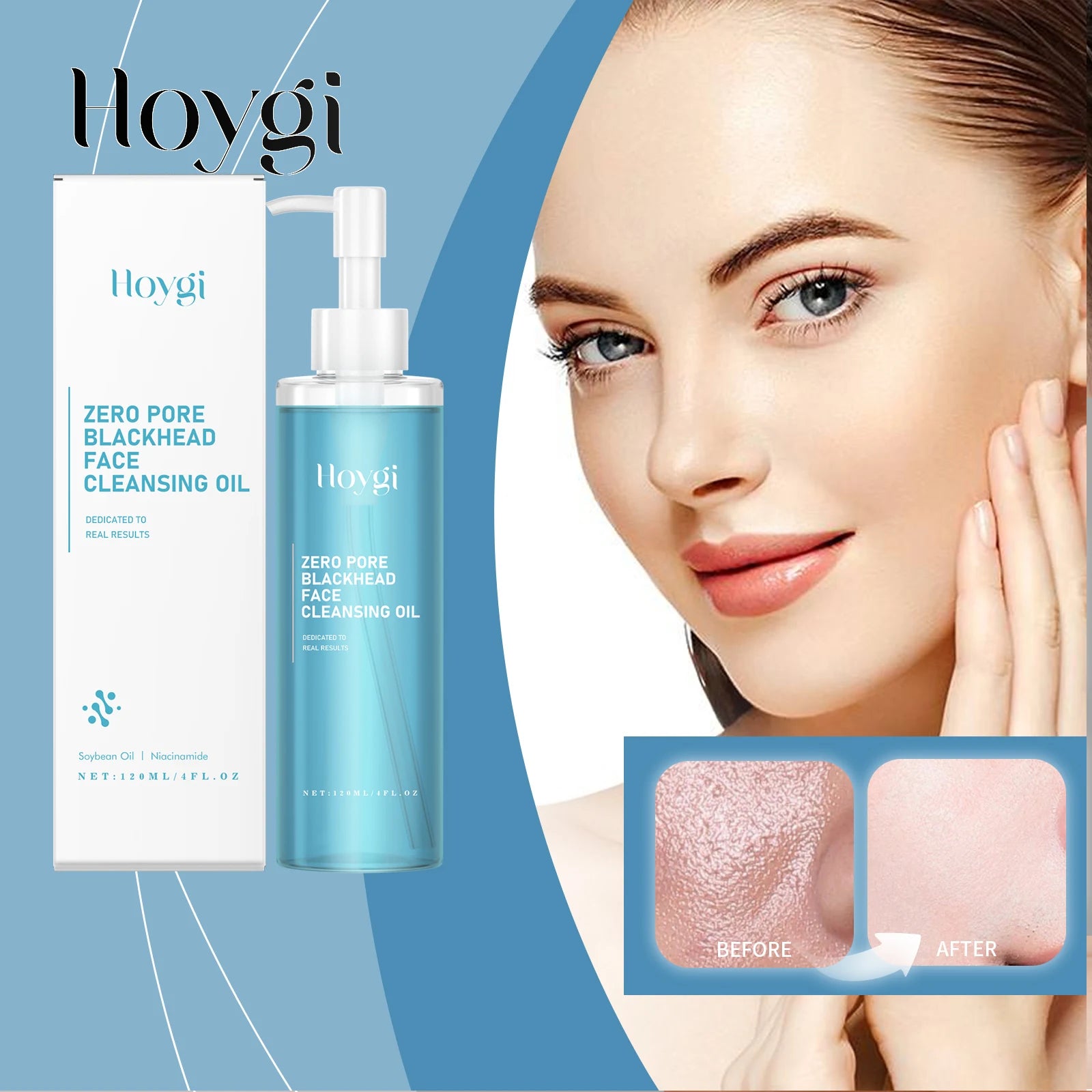 Hoygi 120ml Double Cleansing Gentle Makeup Remover for Face Eyes Soybean Oil Niacinamide No Residue Non Greasy Vegan Cleanser Zpaxo