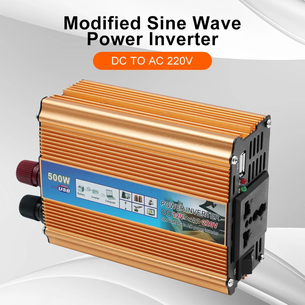 Auto Power Supply Inverter Car 500W DC 12V AC 220V Battery Converter