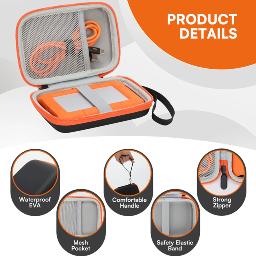 Hard Travel Case Wrist Strap Mesh Pocket EVA Protective Storage