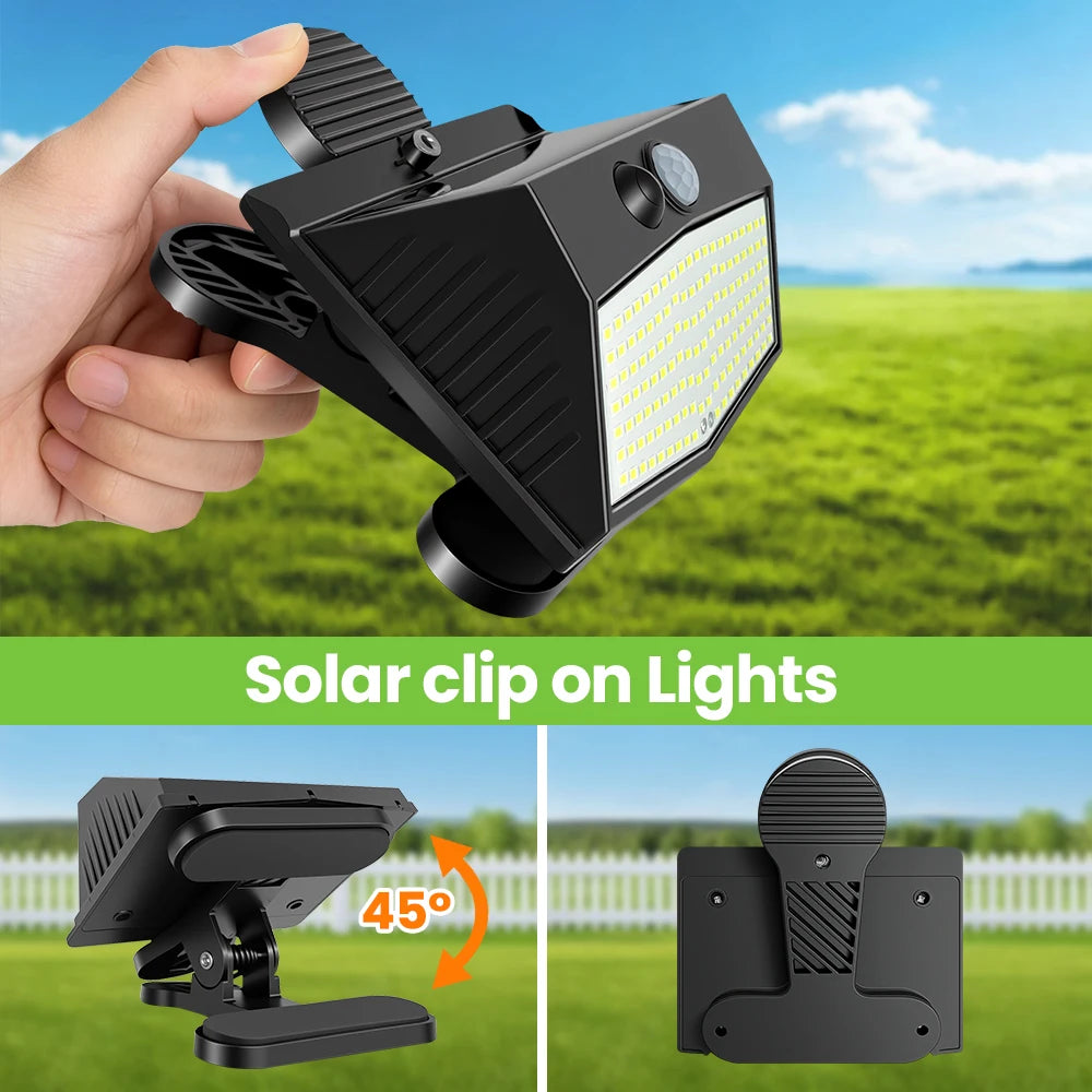 138 LED Clip On Solar Light Outdoor Motion Sensor Lights with 3 Modes Solar Security Light Waterproof For Outside Fence Camping Zpaxo