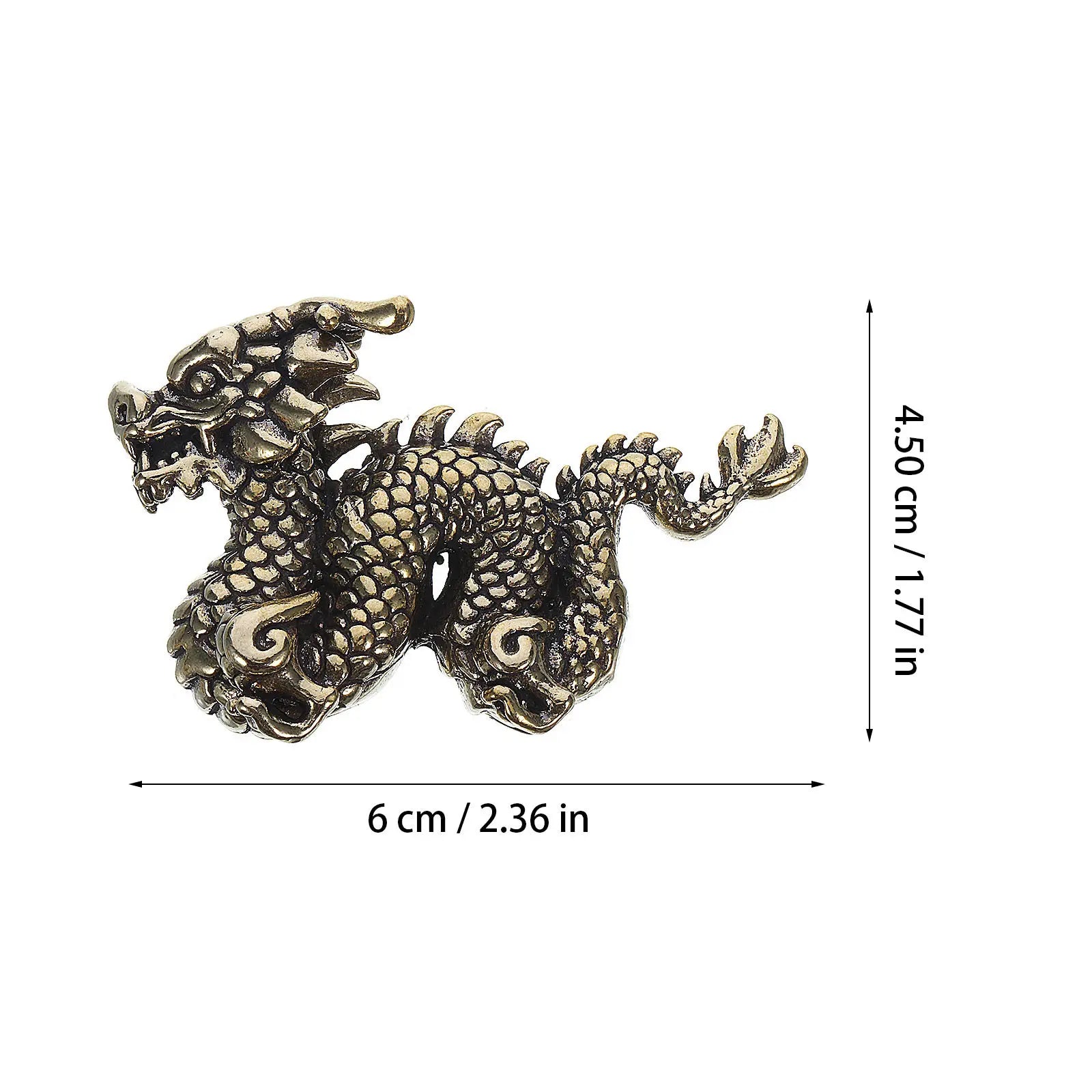 Solid Brass Fengshui Dragon Ornament Sculpture Desktop Decor Attract