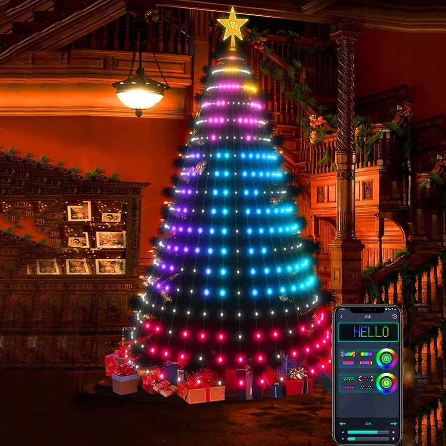 Christmas Tree RGB Lamps APP Multicolor LED Star String Light Zpaxo