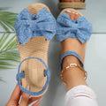 Women Sandals Designer Anti-slip Trend Sandals Summer Lightweight Shoes Fashion Beach Casual Outdoor Bow Tie Flat Shoes Women Zpaxo Blue 38