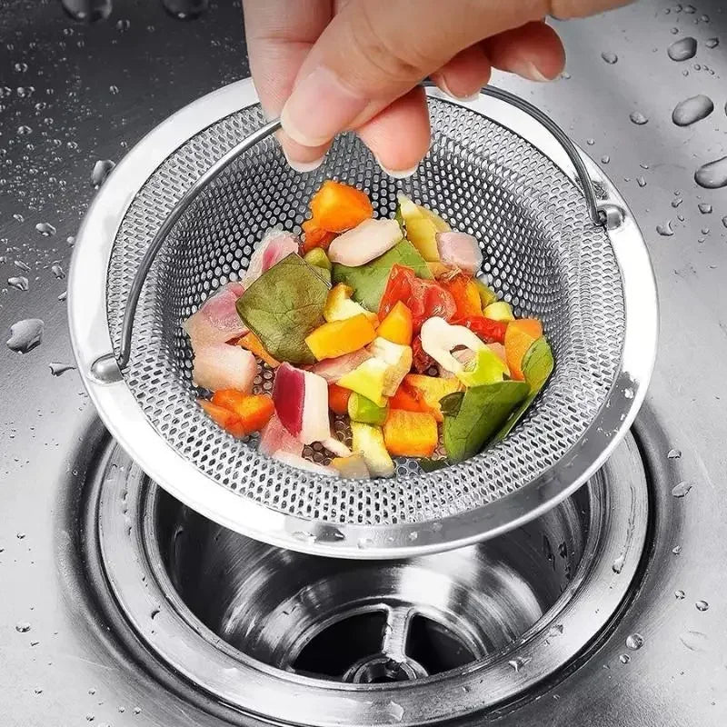 2/4PCS Stainless Steel Kitchen Sink Filter Kitchen Garbage Food Residue Dishsink Filter With Handle Metal Sink Strainer Zpaxo
