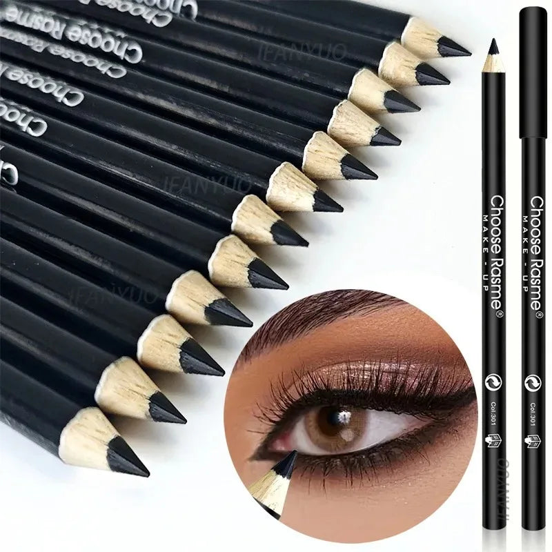1- Waterproof Eyeliner Pencil Long-lasting Pigmented Black Wooden