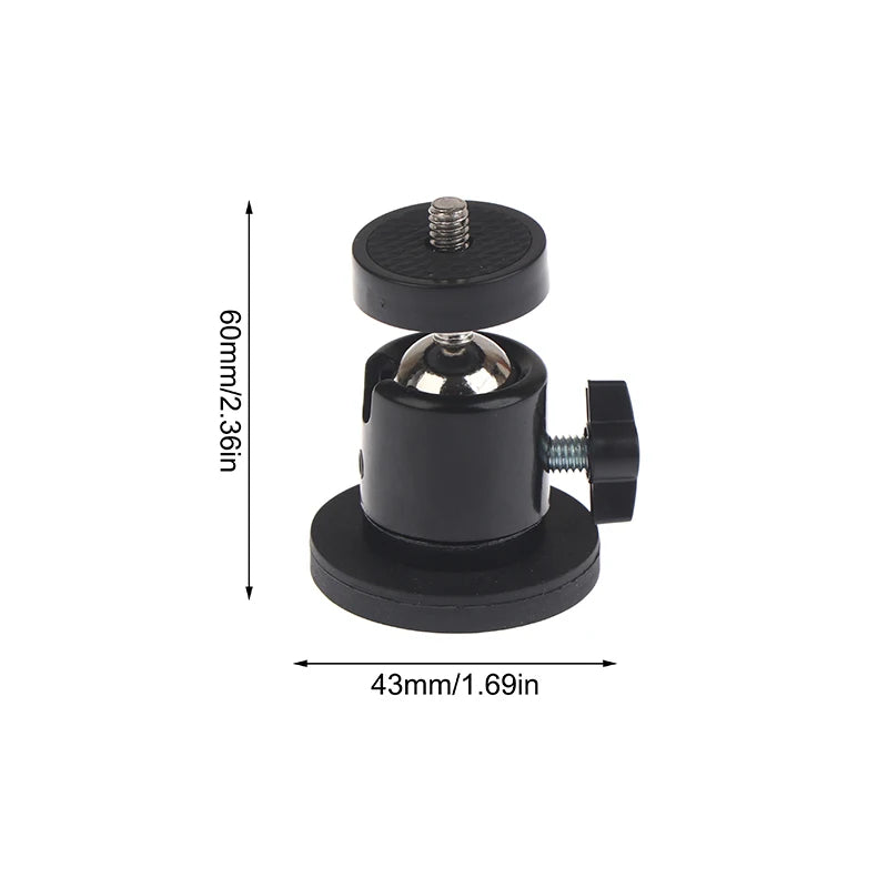 Magnetic Action Camera Suction Cup Bracket With 1/4" Screw Ballhead Hole Tripod Mount For Camera Smartphone Fill Light Stand Zpaxo 43mm