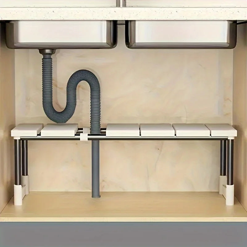 Adjustable Under-sink Organizer Stainless Steel Multi-tier Zpaxo Single layer
