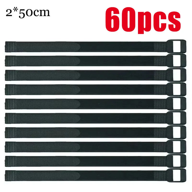 Reusable Nylon Hook & Loop Cable Ties 2×50cm – 10 or 60 Pack