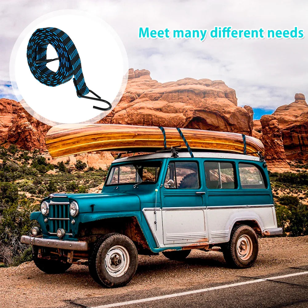 5-20Pcs Bungee Cords 2M Elastic Bungees Cords Heavy Duty Luggage Bungee Straps with Hooks Antislip Flat Elasticity Rope Upgrades Zpaxo