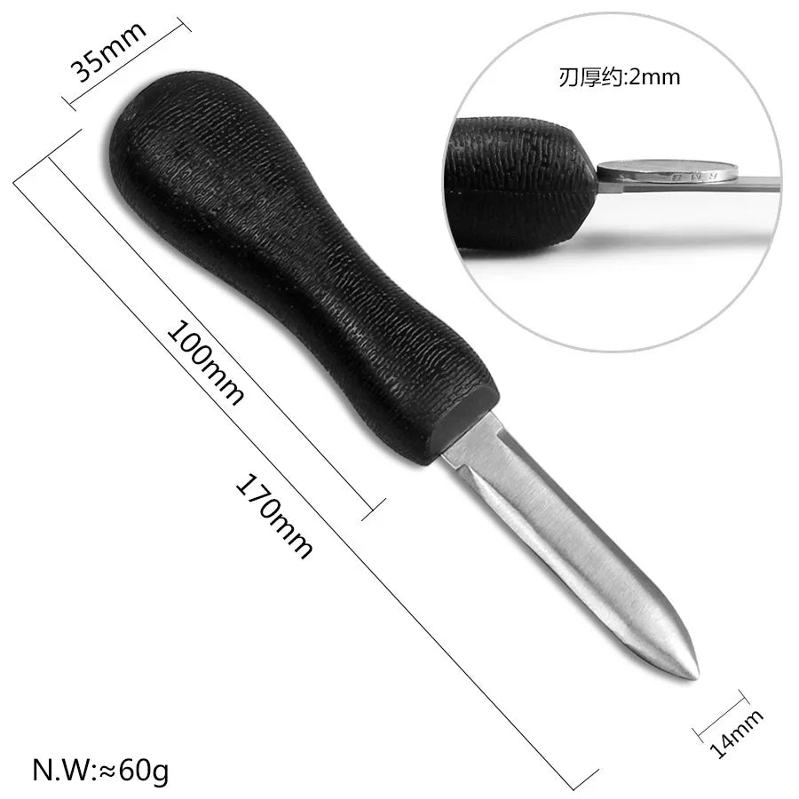 Stainless Steel Oyster Knife with Anti-Slip Handle | Scallop Oyster Shucking Knife Zpaxo Black