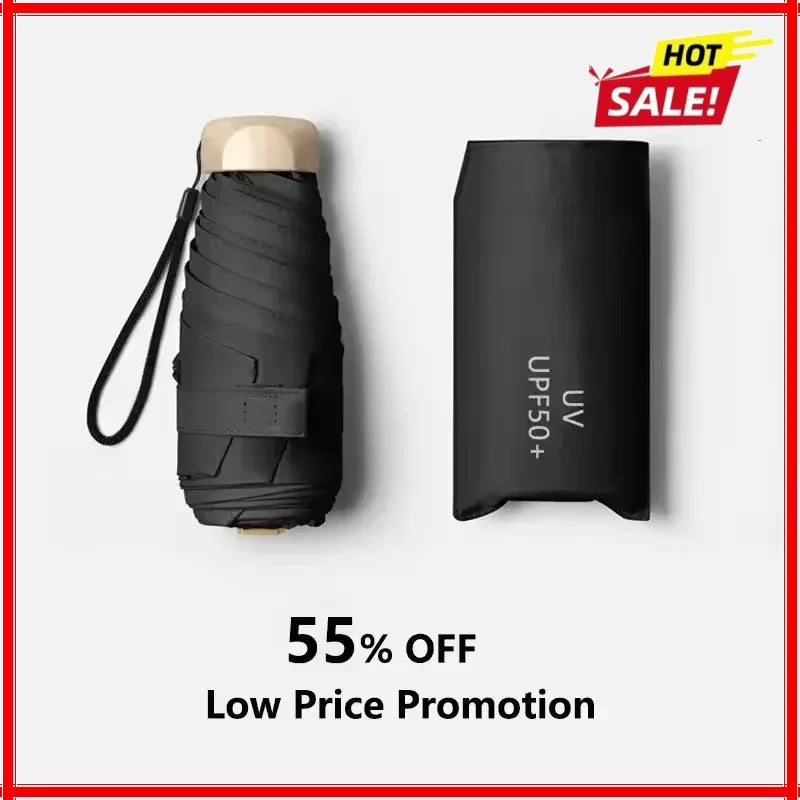 55% Off Mini Sun Umbrella Small Pocket Rain Umbrella Vinyl Folding UV Ultraviolet Protection Sun Shade Pocket Parasol Capsule Zpaxo