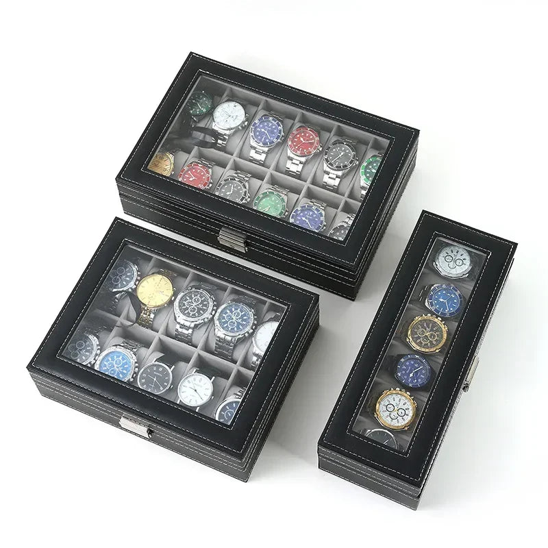PU Leather Watch Box Organizer – 2 to 12 Grid Display Case Watch Display Box Zpaxo