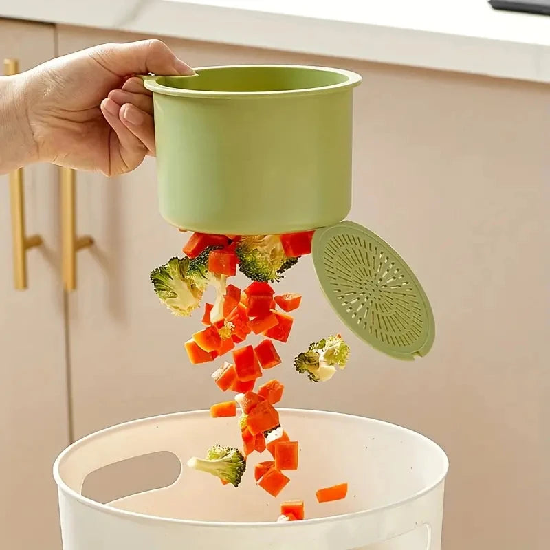 One-Touch Press Drain Basket, Removable Sink Strainer, Kitchen Bathroom Filter Holder for Food Residue Sponge Soap Storage Zpaxo