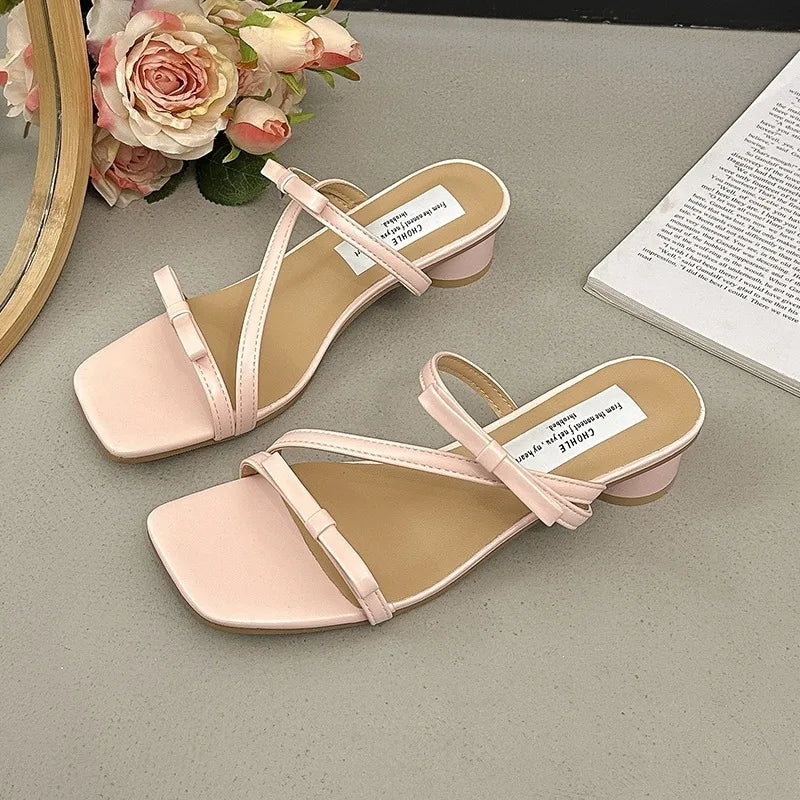 2026 Summer Butterfly-knot Slip Women Slippers Concise Low Heels