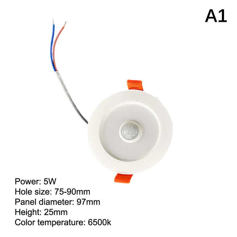 Human Body Motion Sensor Spot LED Downlight Lamparas 220V Ceiling Zpaxo 5W