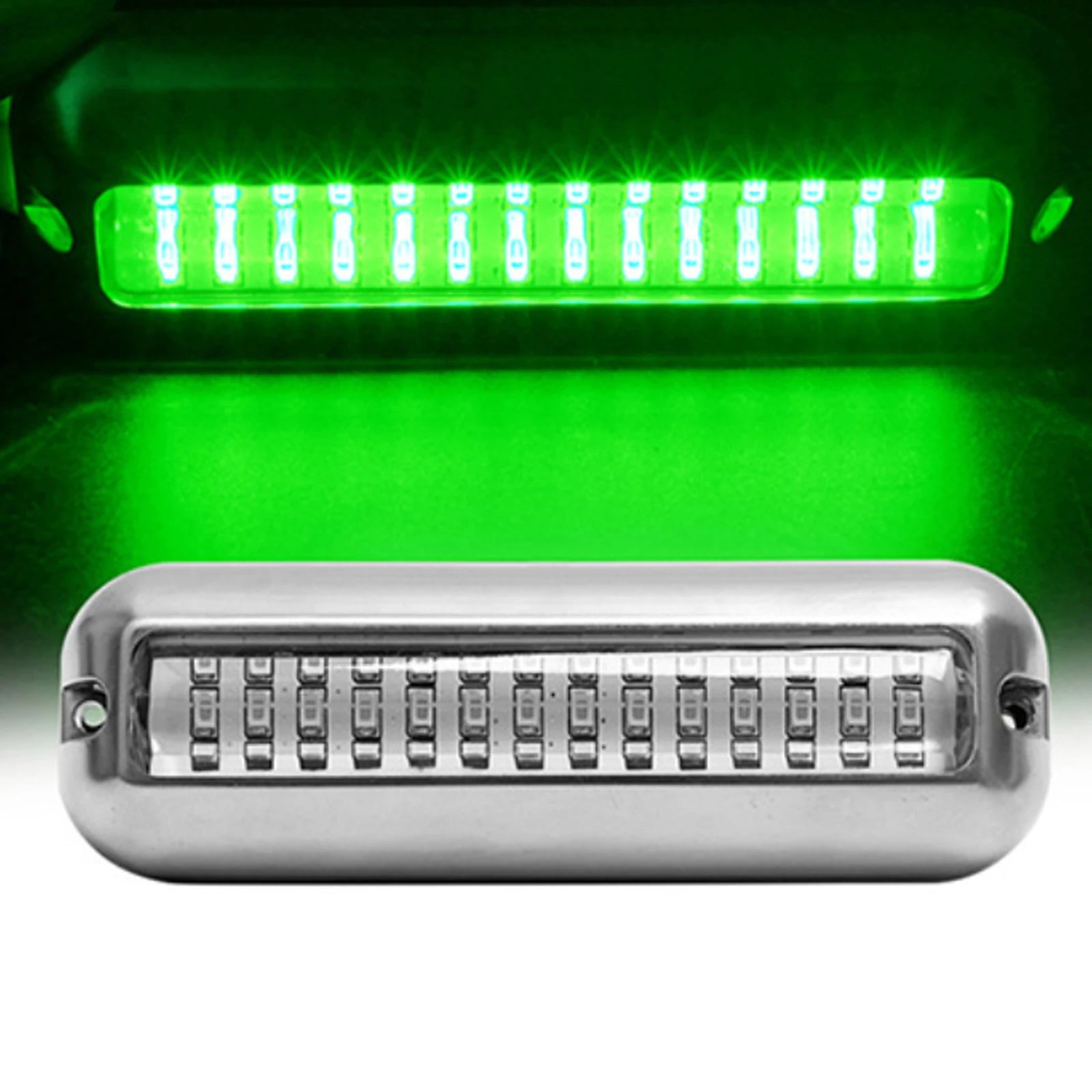 Underwater Boat Transom Light 42 LED Stainless Steel Pontoon Zpaxo Green Light