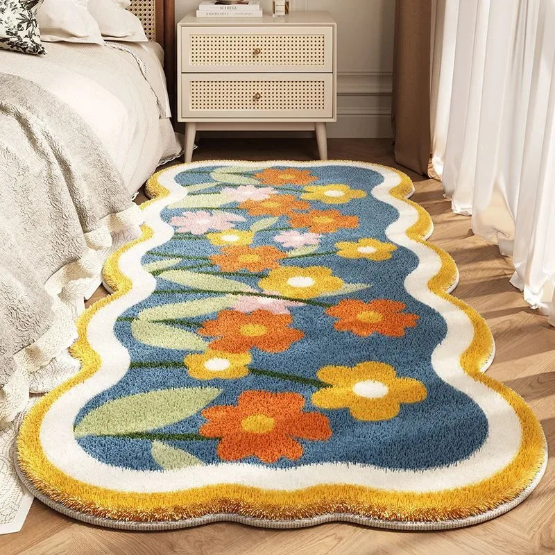 Flower Plush Area Rugs Living Room Bedroom Non Slip Door Mat Ultra Zpaxo Yellow 60x120cm