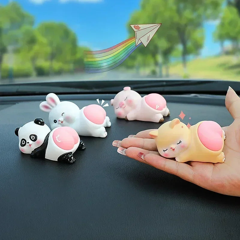 Cartoon Panda & Pig Silicone Car Dashboard Ornament Decor