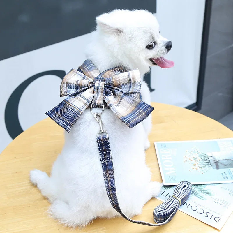 Pets Dog Harness Leash Adjustable Bowknot Cute Dogs No Pull Soft Mesh