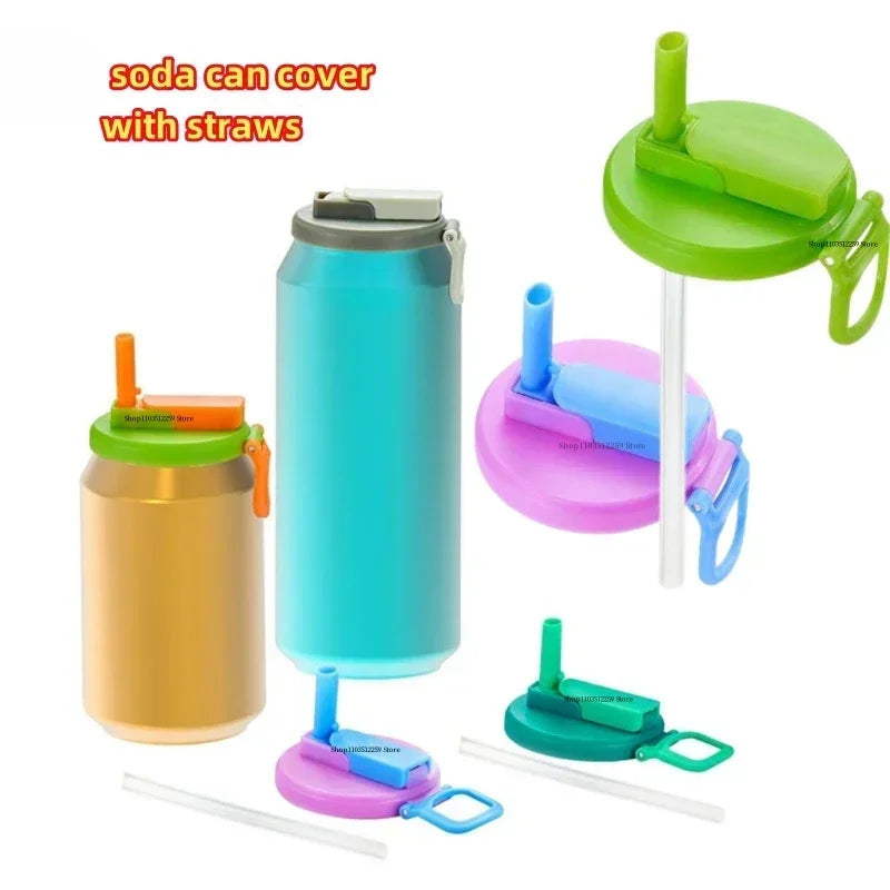 1/2/4PCS Creative Soda Can Cover Sealed Silicone Straw Beverage Can Cover Cup Suitable For Canned Beverage Reusable Tank Cover Zpaxo
