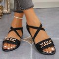 2026 Women Sandals Roman Flat Bottom Open Toe Elastic Strap Shoes Zpaxo black 36