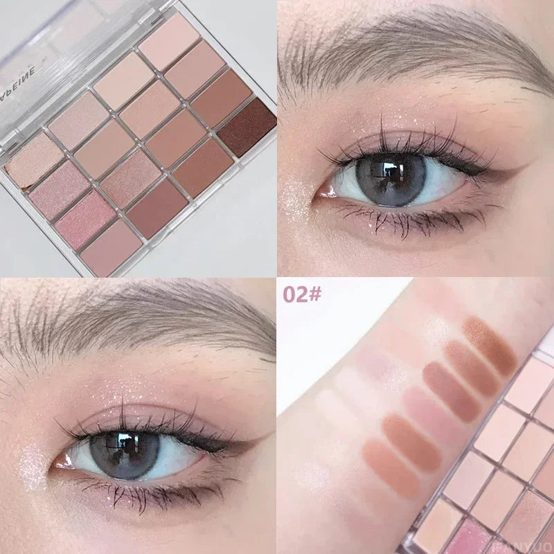 16-Color Matte Black Pink Eyeshadow Palette Pearlescent Low Zpaxo