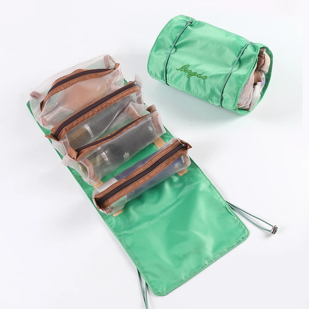 4 in 1 Detachable Makeup Bag Portable Travel Wash Bag with Mesh Compartments Large Capacity Cosmetic Storage Toiletry Bag Zpaxo