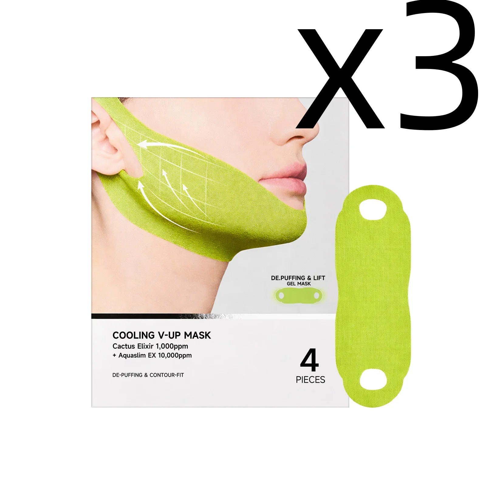Centella Asiatica Face Lifting Mask – Firm & Contour Skin Face Lifting Mask Zpaxo 4pcs Boxed X 3PCS
