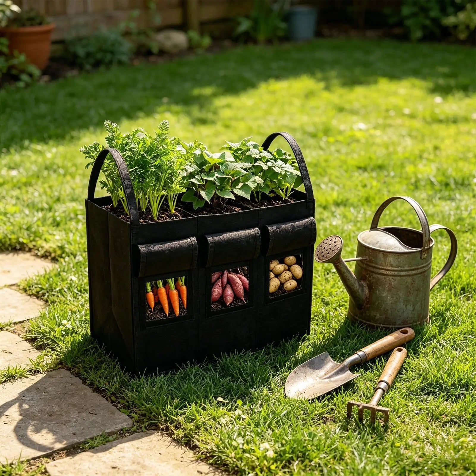 Grow Bags Breathable Potato Growing Container with Handles Vegetable Growing Bags for Home Garden Backyard Terrace Courtyard Zpaxo