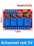 5V 12V 1-8 Channel Industrial Relay Module, Optocoupler Isolated High/Low Trigger Red Shield for Arduino Zpaxo 4 channel red 5V