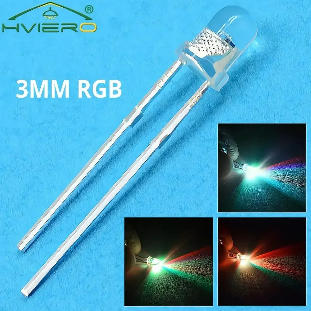 10-Pack 3mm RGB Flash LED Bulbs – Rainbow Flashing Diodes