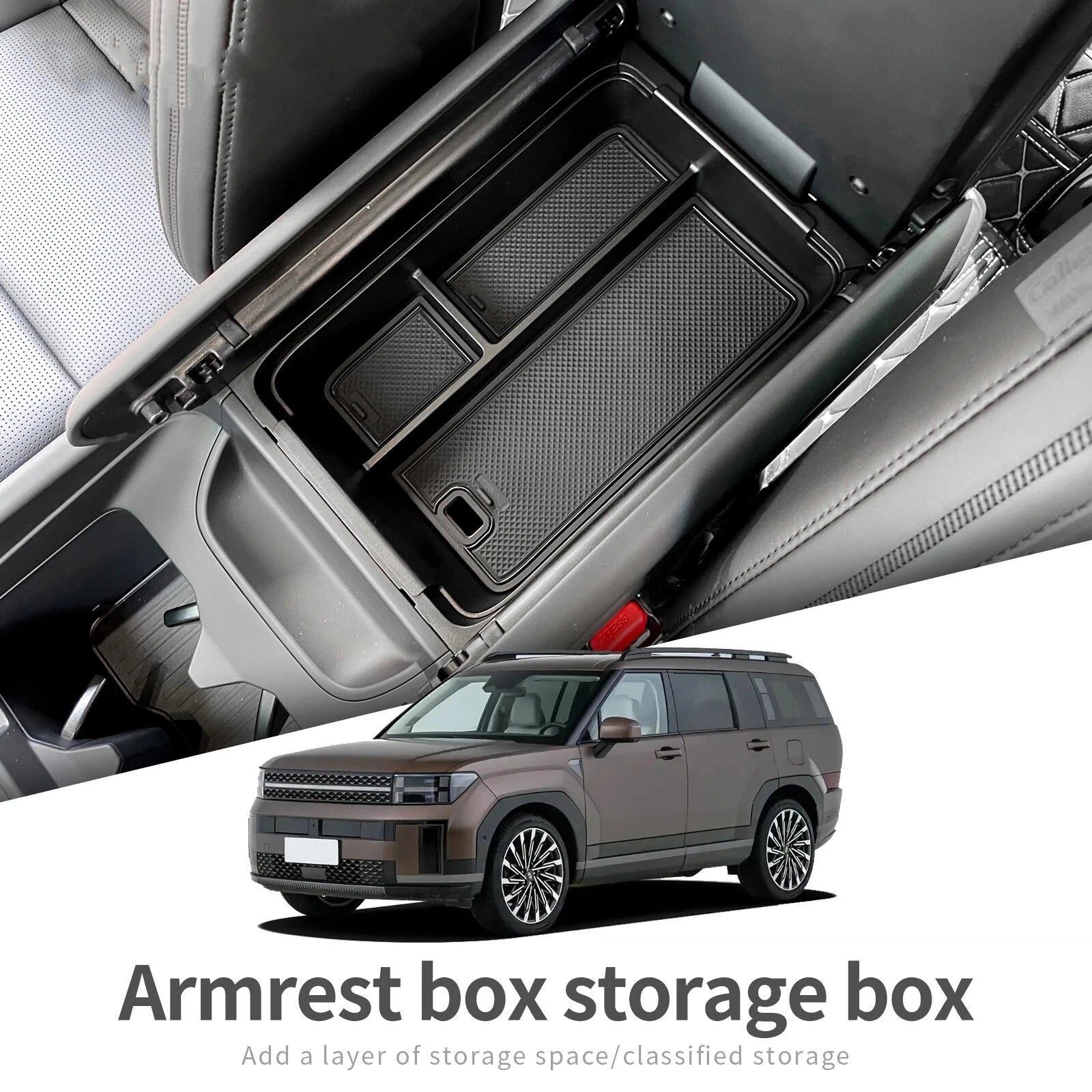 Hyundai Santa Fe 2024 2025 Car Armrest Storage Box Organizer Case