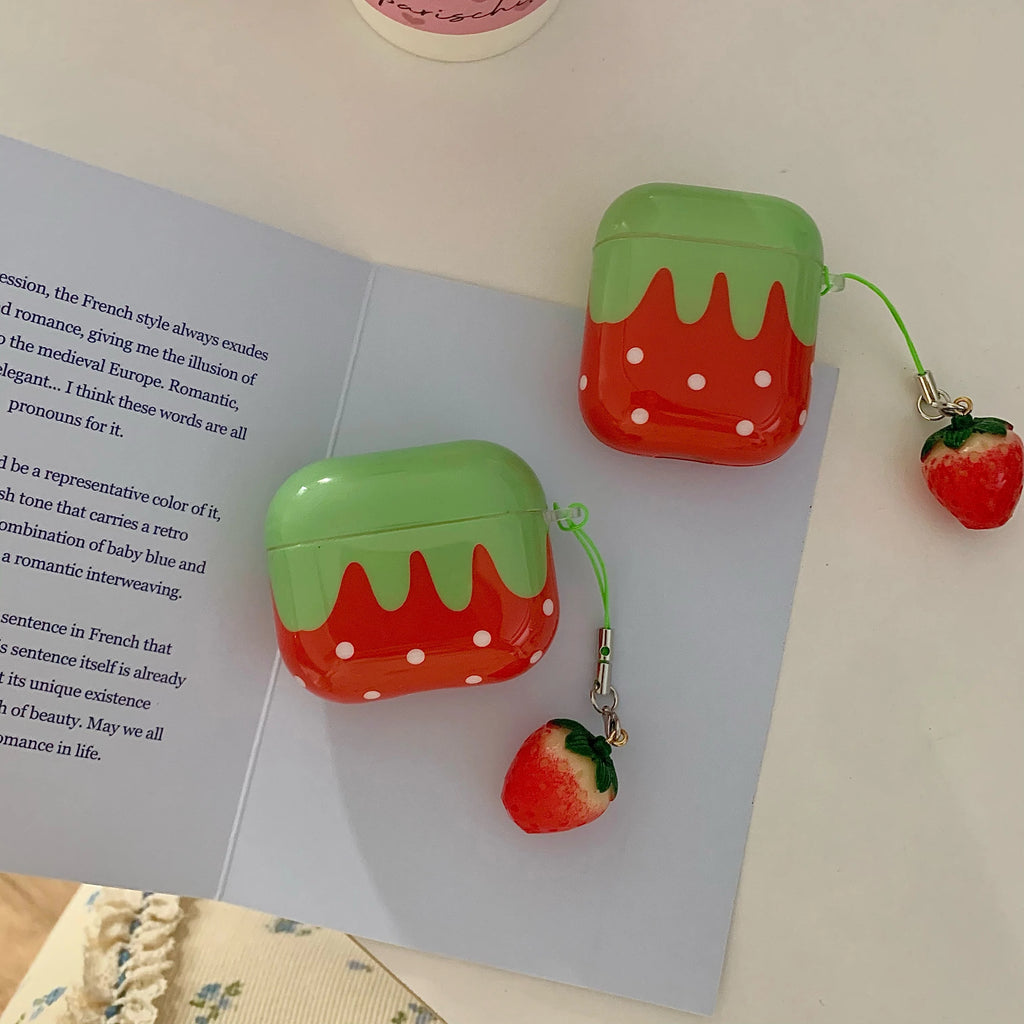 Lovely Strawberry Pattern Soft Silicone Cover Air Pods 4 3 1st 2nd