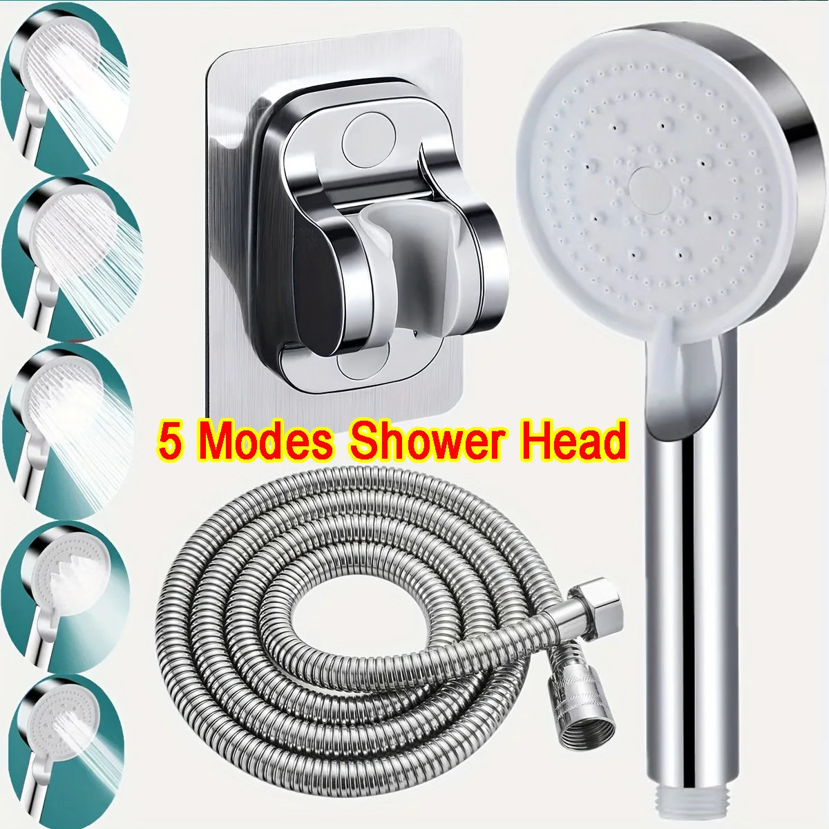 5 Mode Pressure Boost Shower Head Multifunction Adjustable Large Water Yield Shower Nozzle Massage Shower Bathroom Accessory Zpaxo