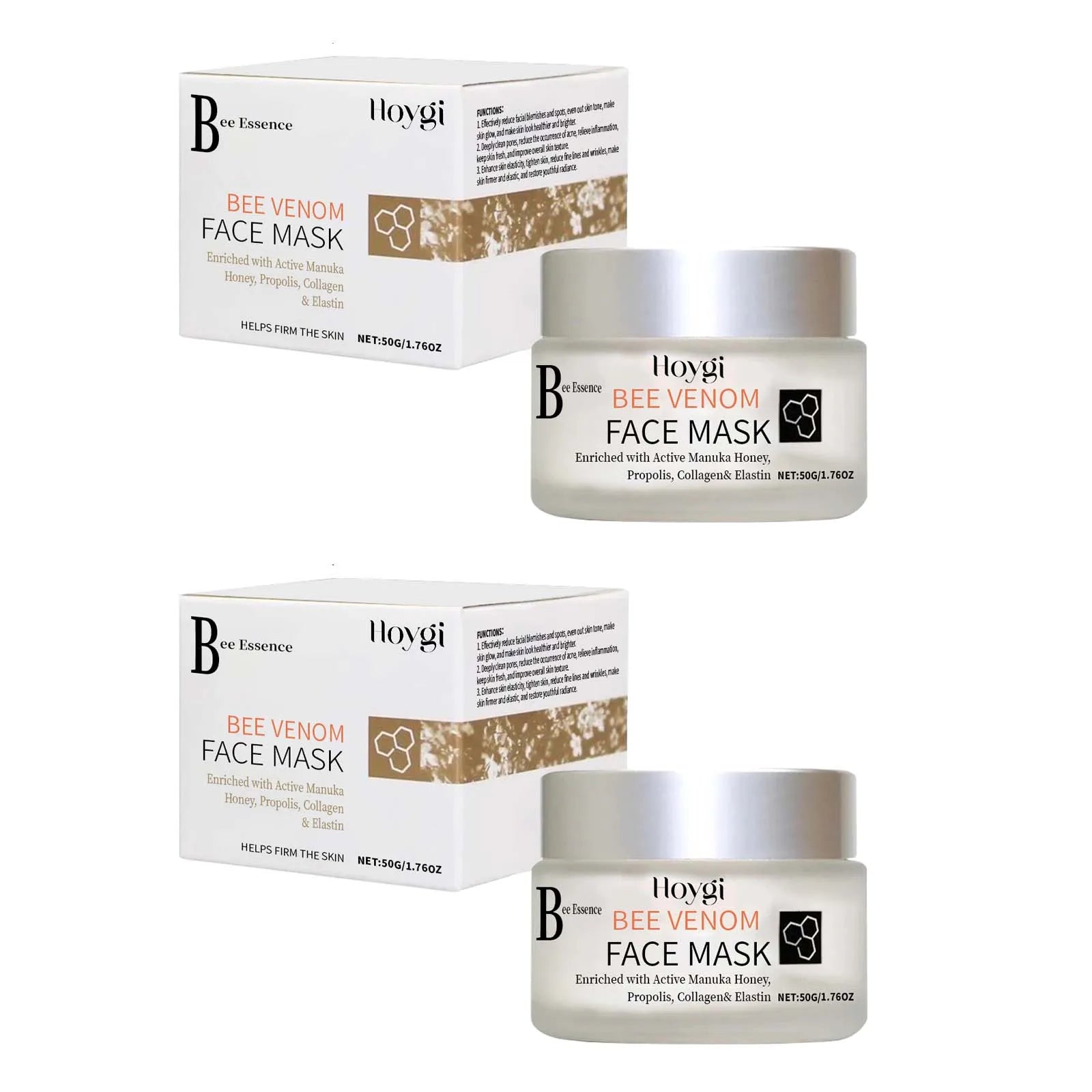 Hoygi Propolis & Bee Venom Facial Mask – Firming & Brightening Facial Mask Cream Zpaxo 2Pcs