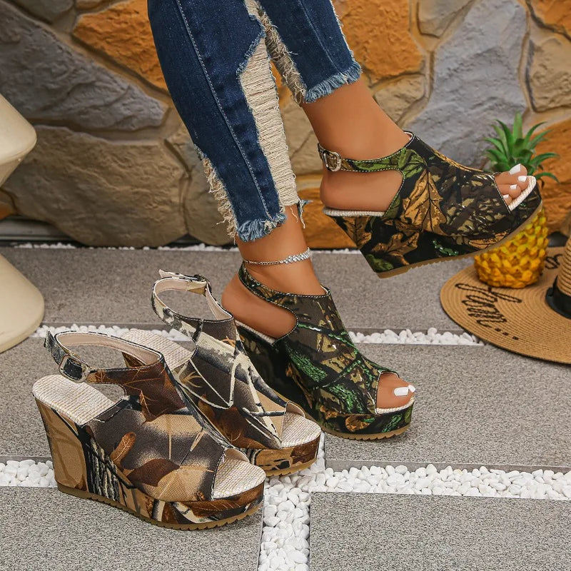 Summer Elegant Casual Buckle Strap Wedge Sandals Women Heels Open Toe Zpaxo