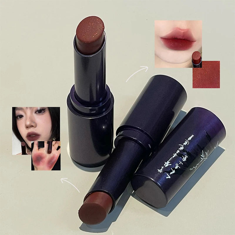 6-color Matte Velvet Lipstick Smooth Waterproof Lasting Lip Stick Solid Lip Gloss Sexy Dark Red Fine Glitter Lip Glaze Makeup Zpaxo