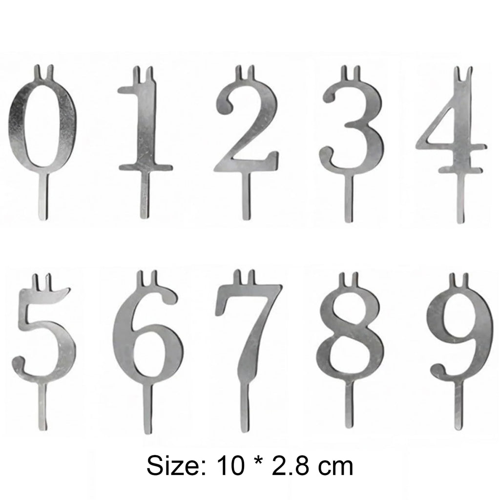 Reusable Digital Birthday Cake Candle Holders Stainless Steel Numeric