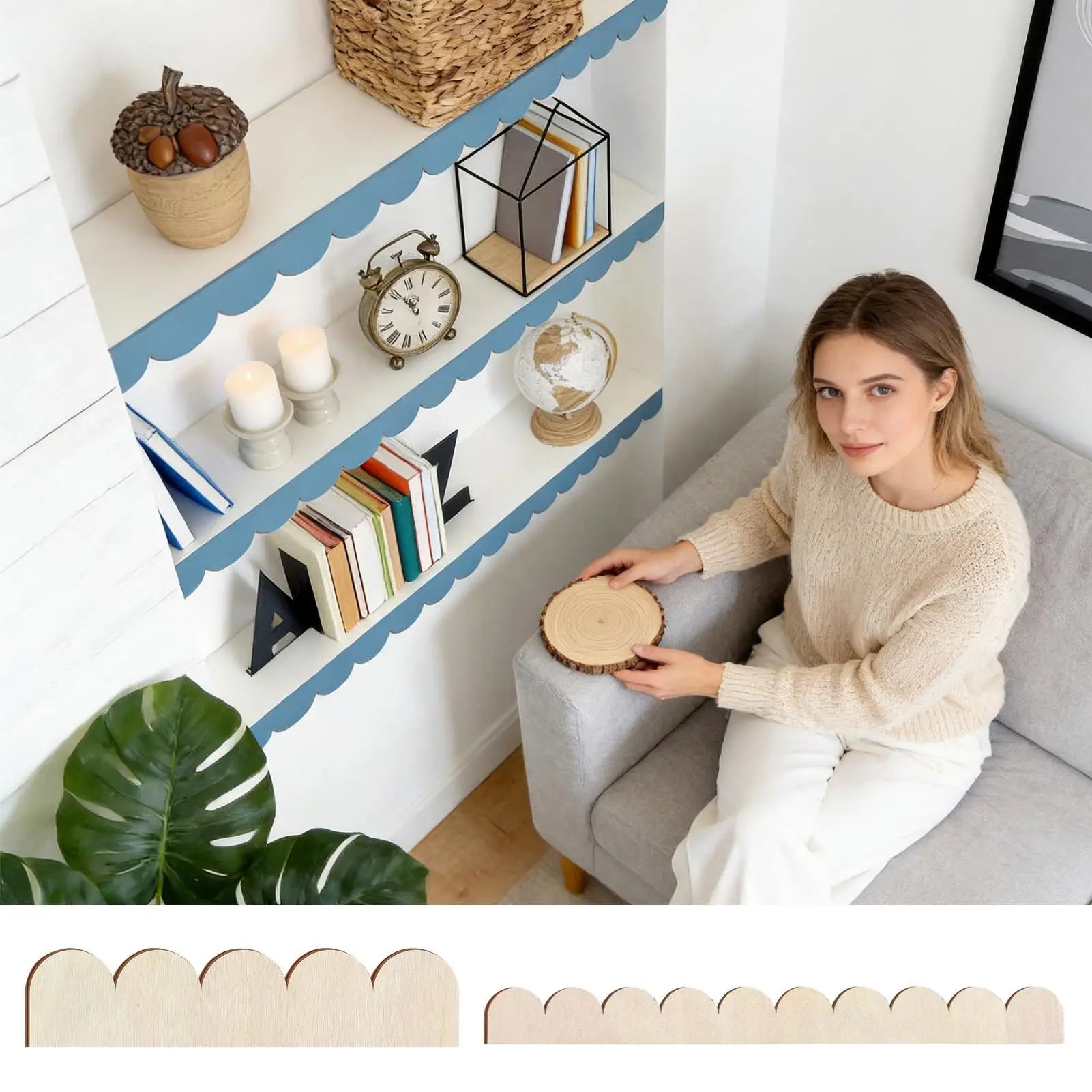 Scalloped Wood Trim 24 Piece DIY Unfinished Molding Scalloped Trim Wood For Christmas Home Wall Cabinet Shelf Window Door Zpaxo