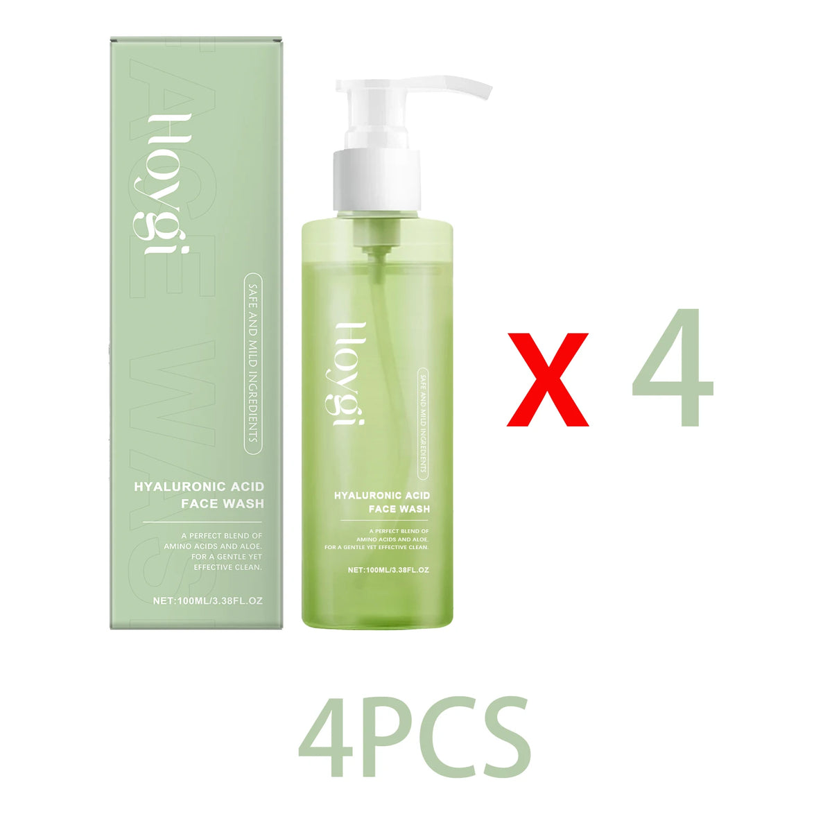 Hyaluronic Acid Face Cleanser Gel for Sensitive Skin Deep Pore Cleansing Makeup Remover Moisturizing Non Drying Formula 100ml Zpaxo 4PCS