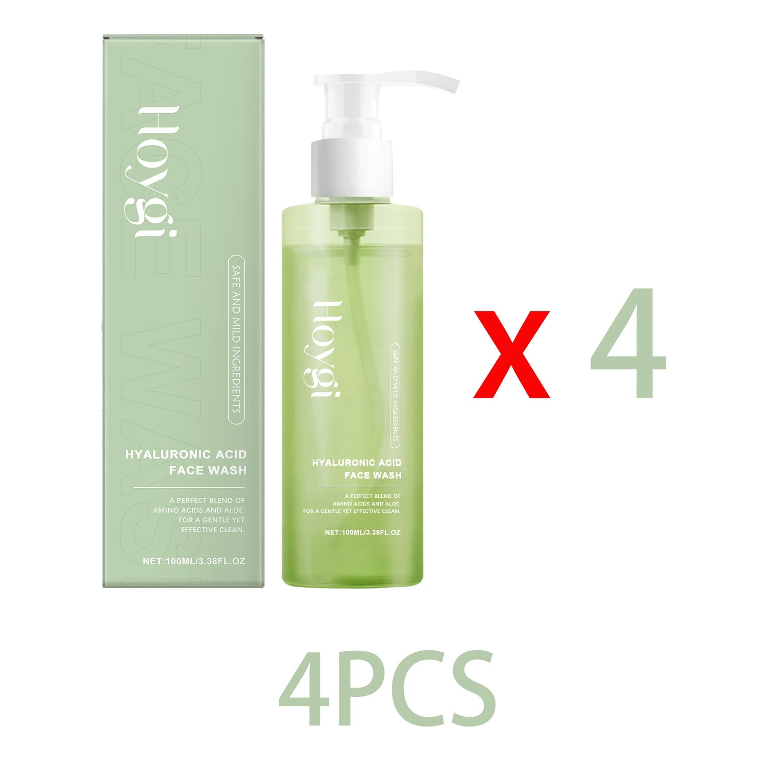 Hyaluronic Acid Face Cleanser Gel for Sensitive Skin Deep Pore Cleansing Makeup Remover Moisturizing Non Drying Formula 100ml Zpaxo 4PCS
